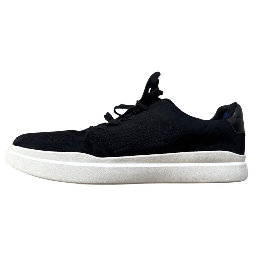 Kenneth Cole Reaction Mens Black Suede Sneakers with Perforated Design & White S